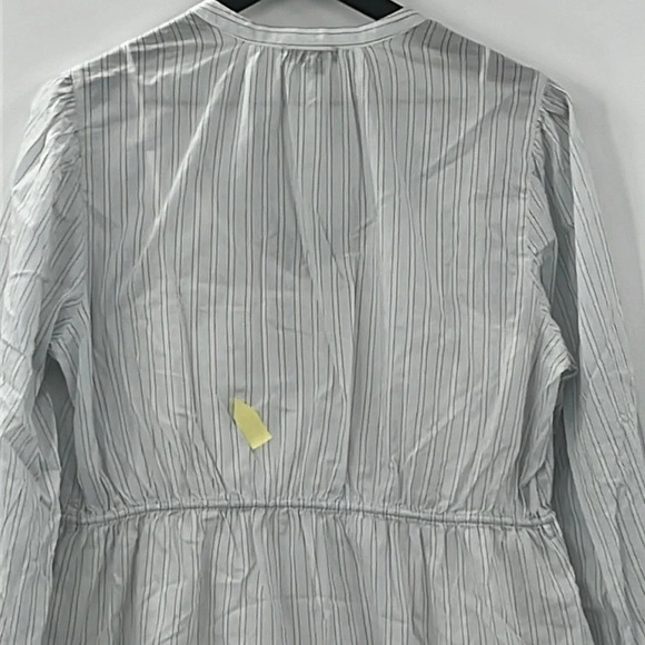 J. Crew Tie Waist Cotton Voile Midi Dress in Sheer Blue Deck Stripe - Size 12 - Picture 13 of 14